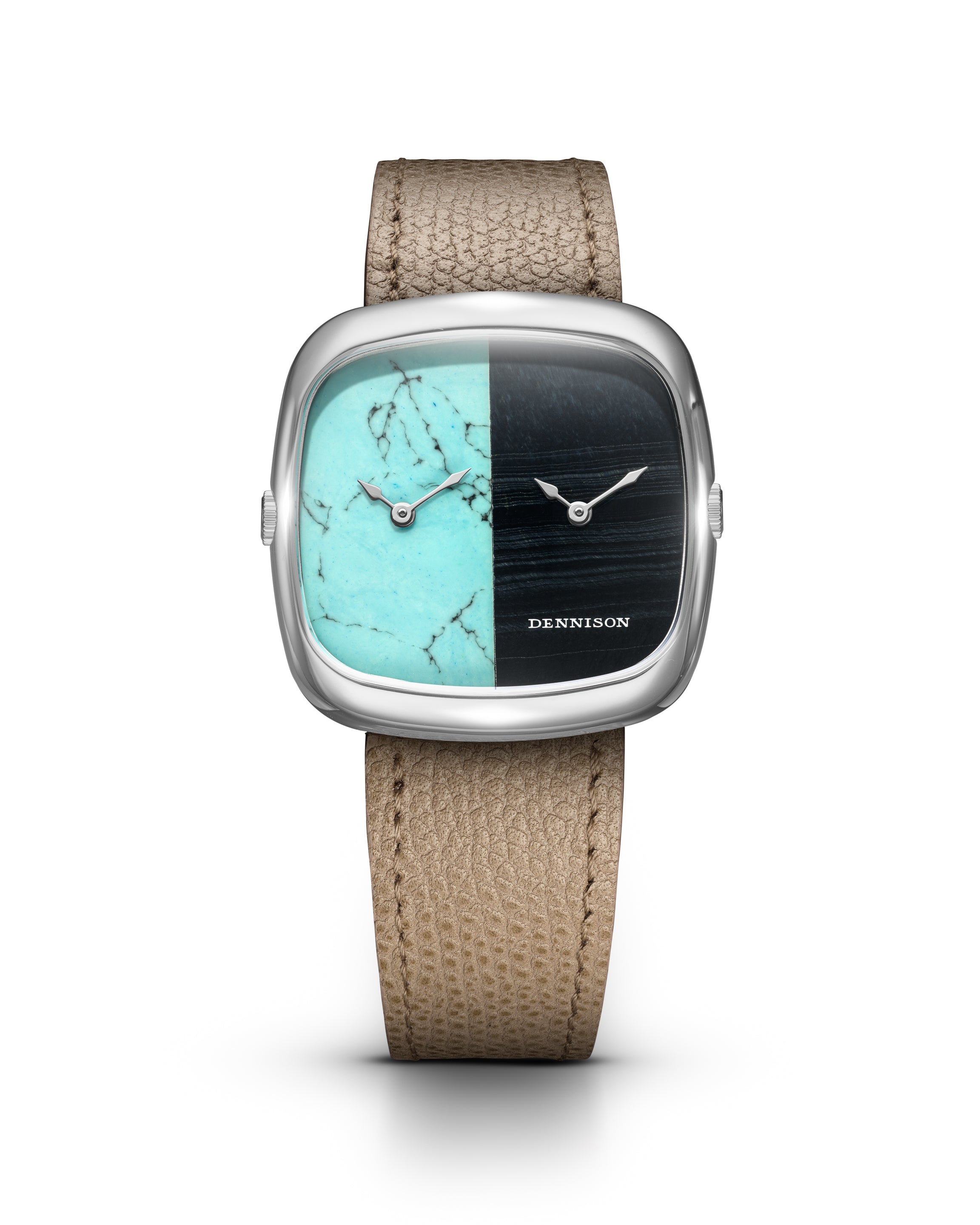 Dennison Turquoise & Falcon Eye Stone In Steel Blue/Navy Dial Straps