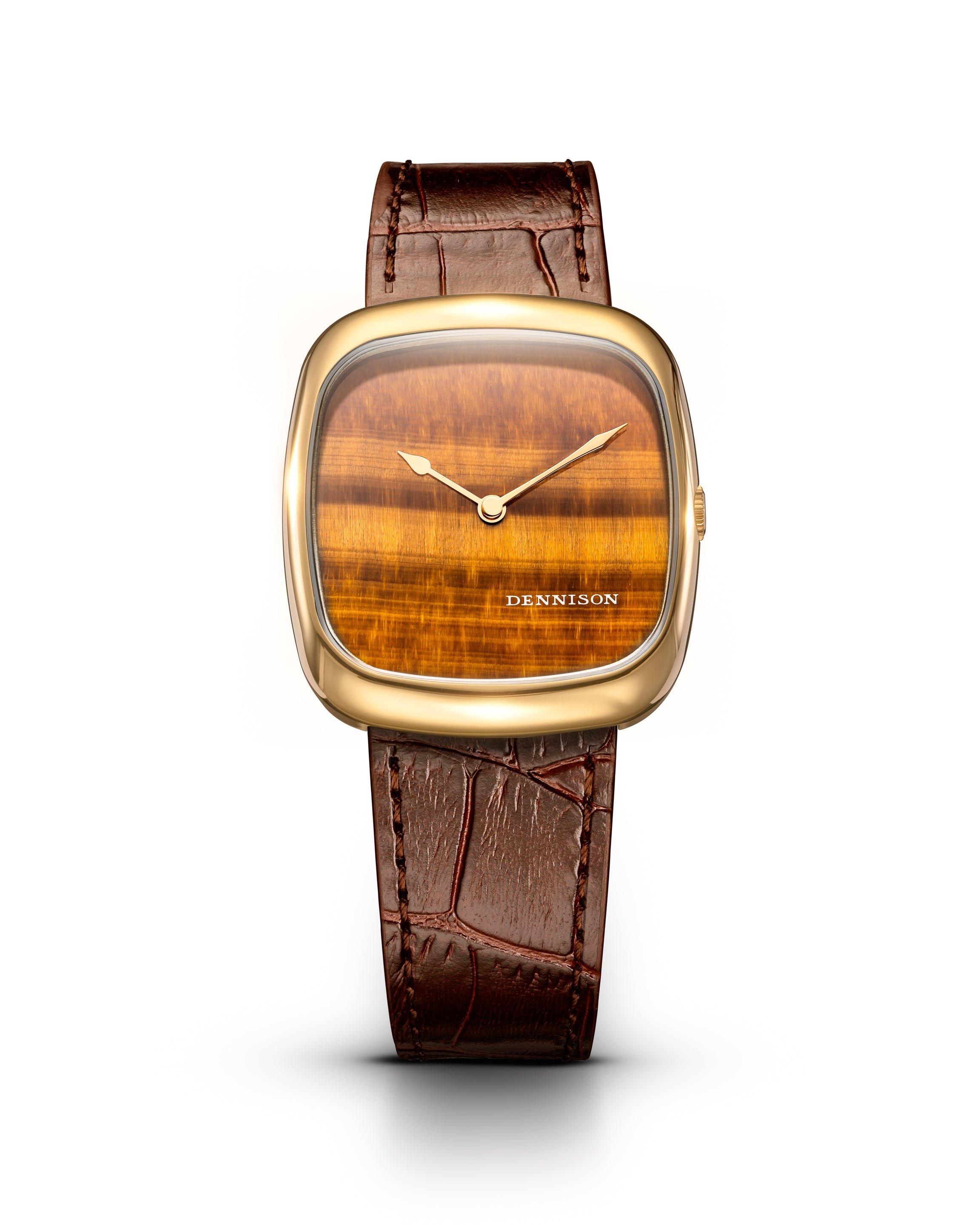 Dennison Natural Stone Tiger Eye In Gold Brown Dial Straps