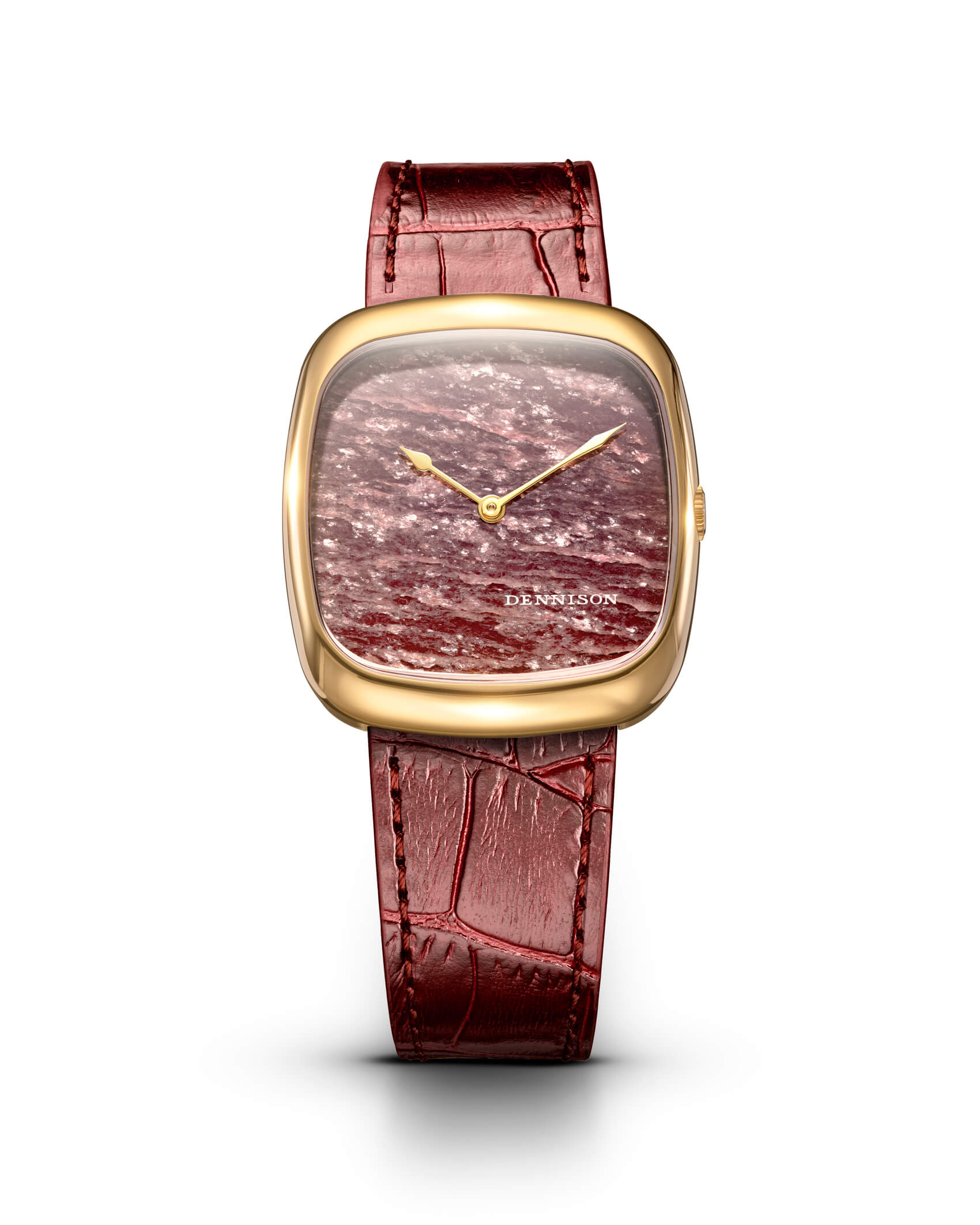 Dennison Natural Rubellite Stone In Gold Pink/Salmon Dial Straps