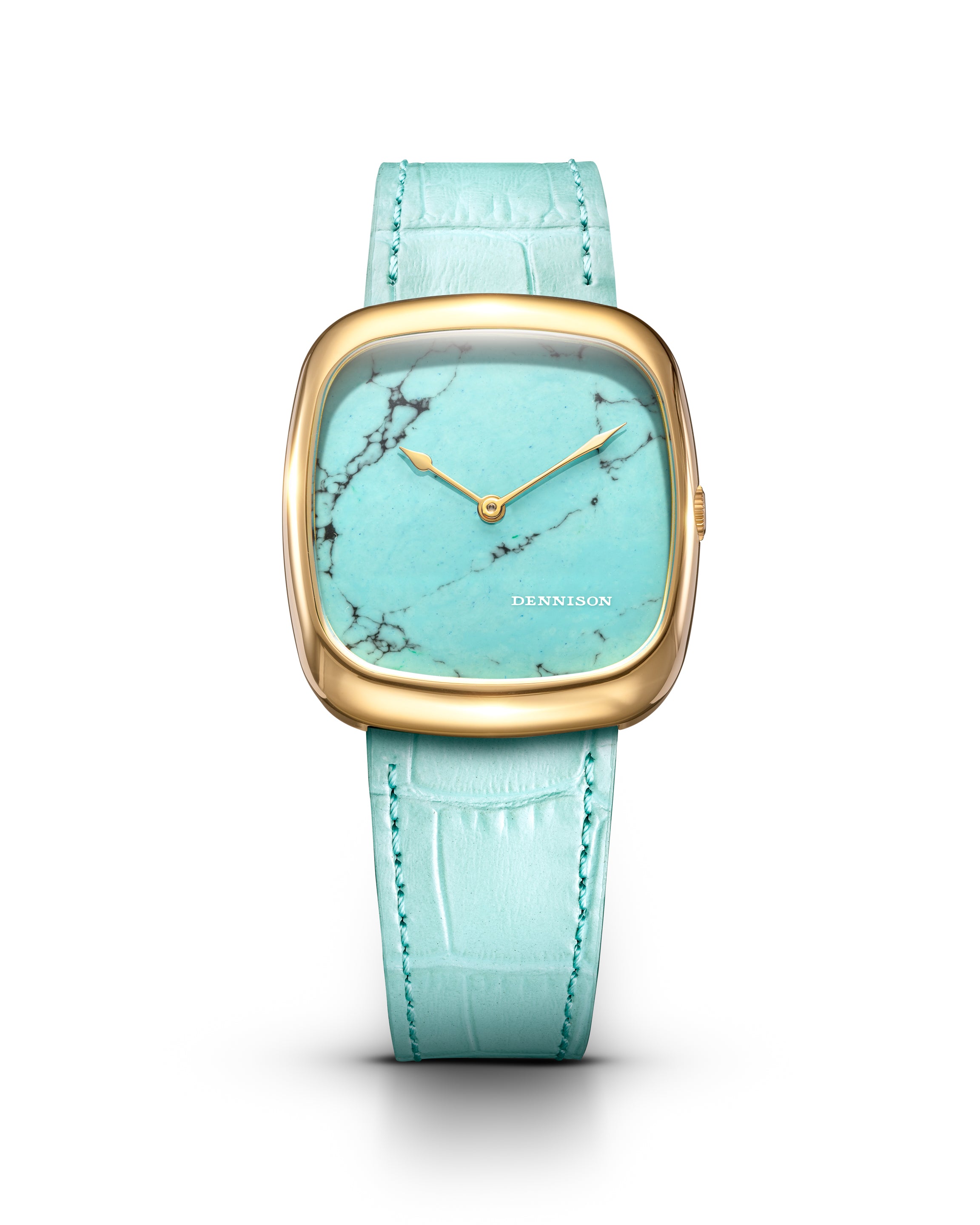 Dennison Natural Turquoise Stone In Gold Blue/Navy Dial Straps