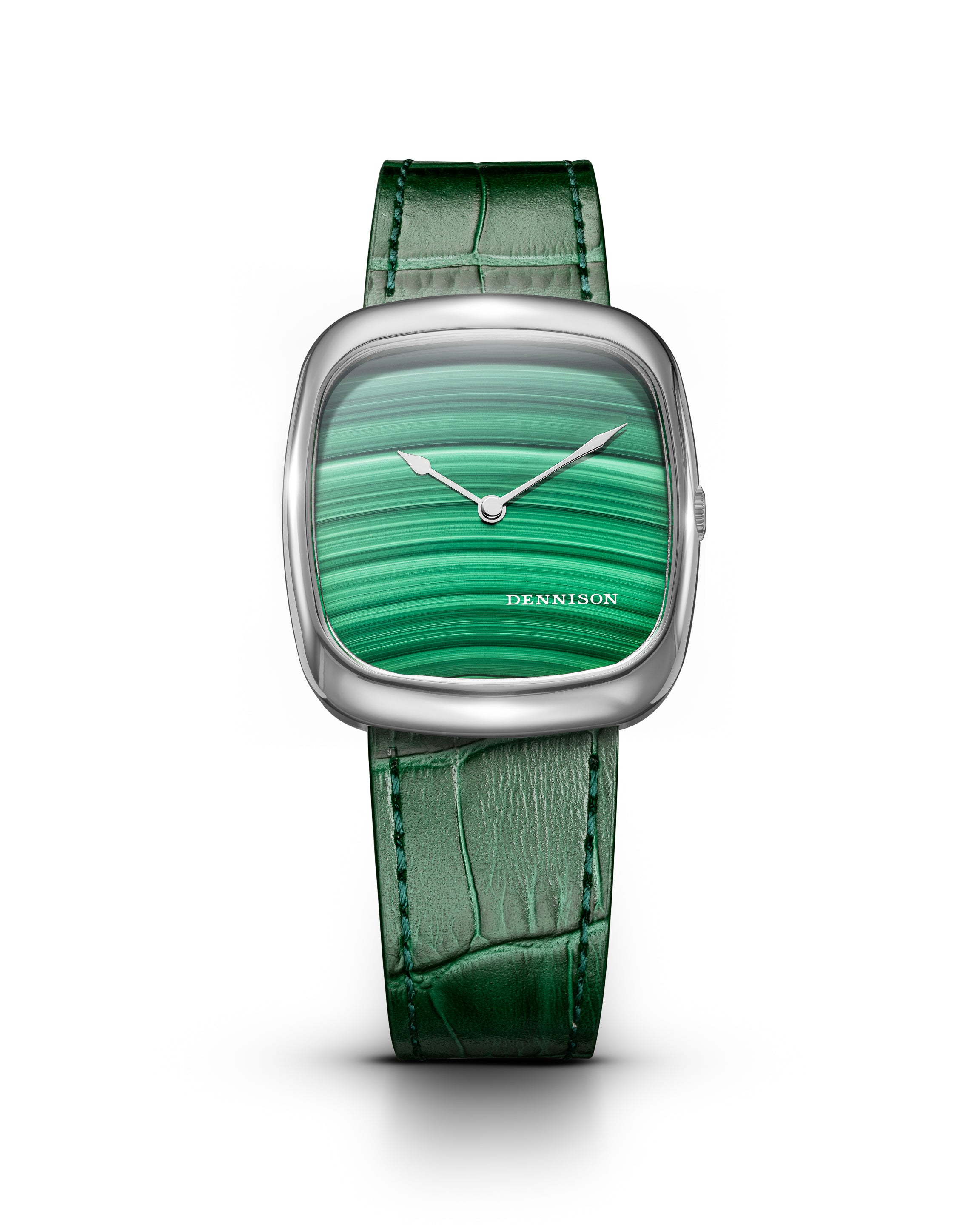 Dennison Natural Malachite Stone In Steel Green Dial Straps