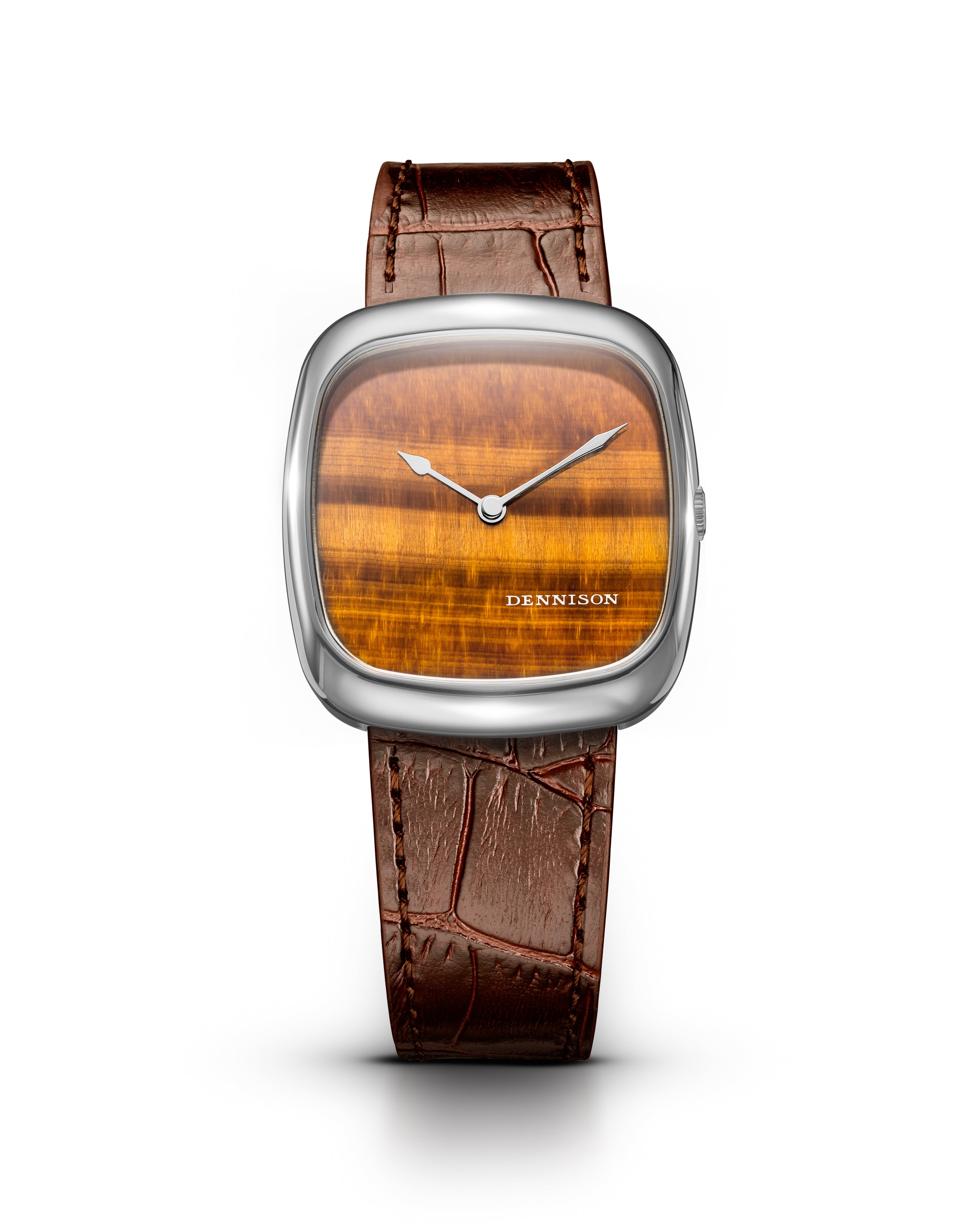 Dennison Natural Stone Tiger Eye In Steel Brown Dial Straps