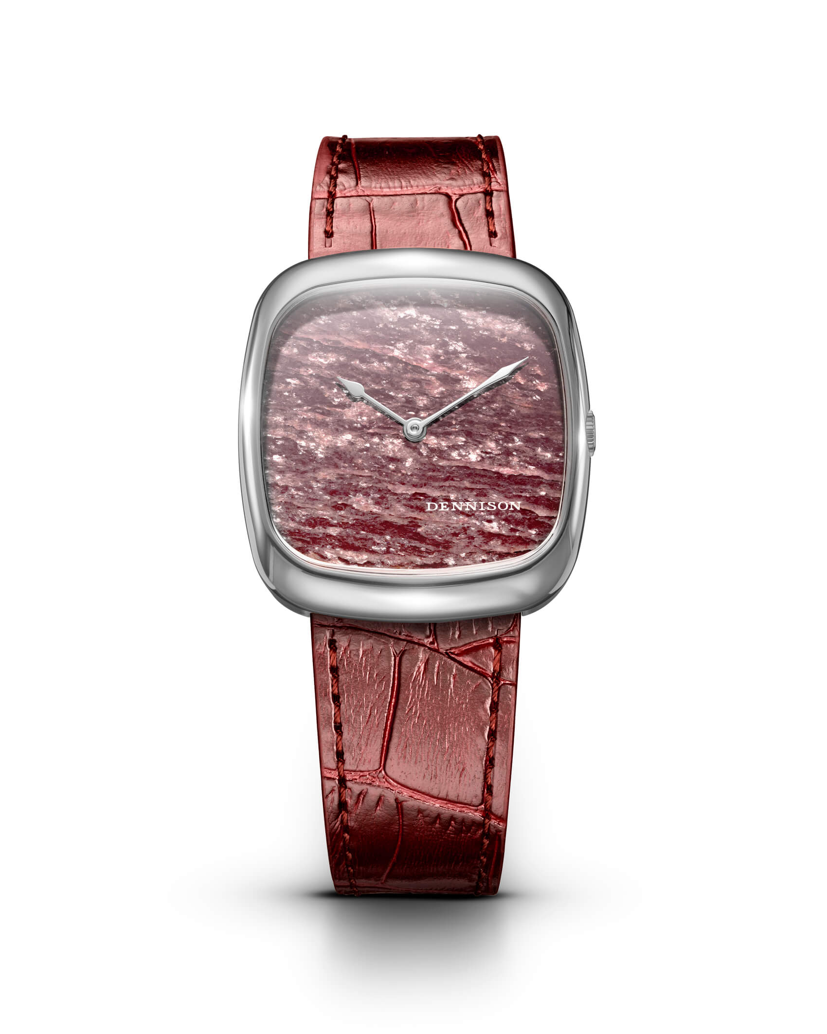 Dennison Natural Rubellite Stone In Steel Pink/Salmon Dial Straps