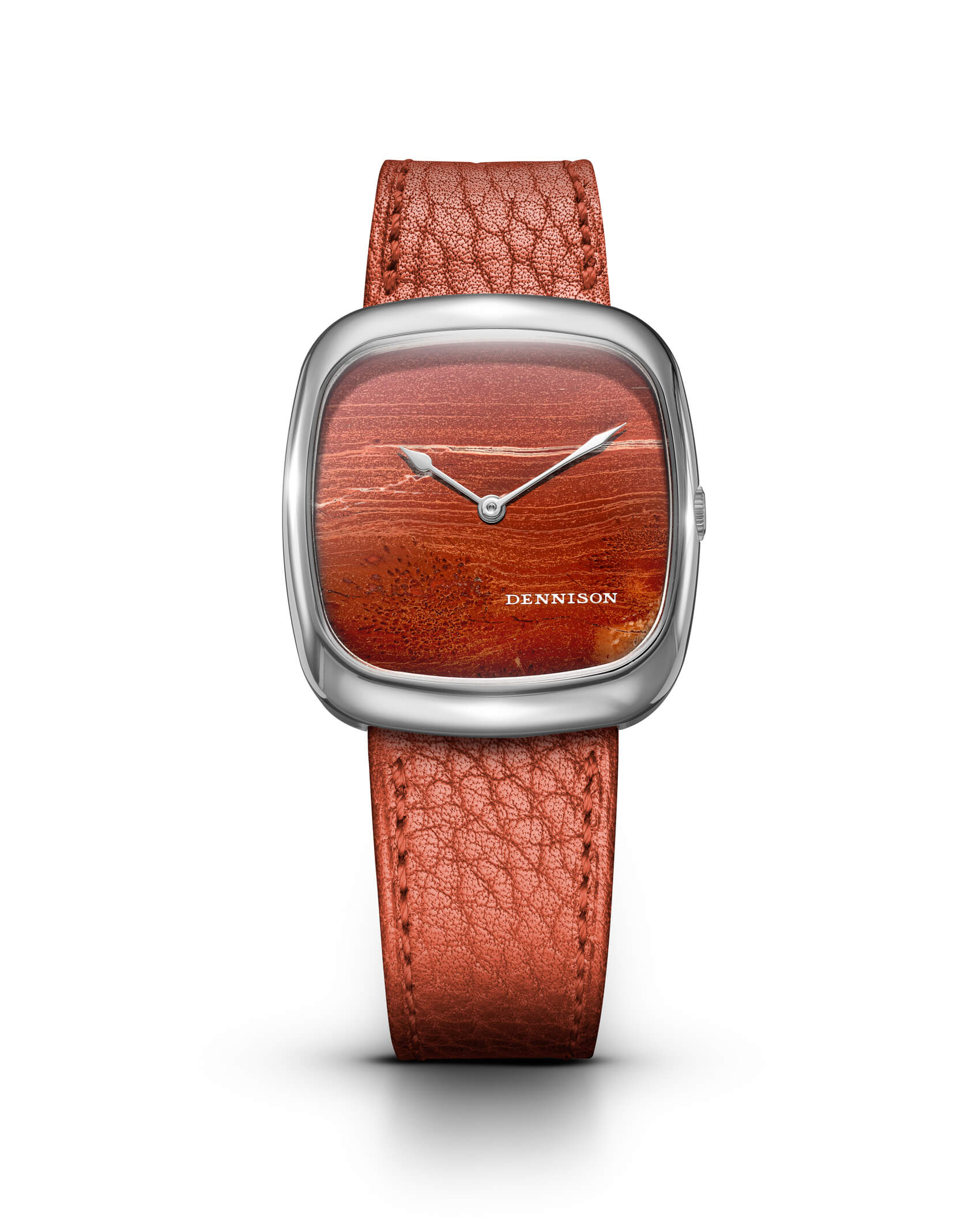Dennison Natural Red Agate Stone In Steel Red Dial Straps
