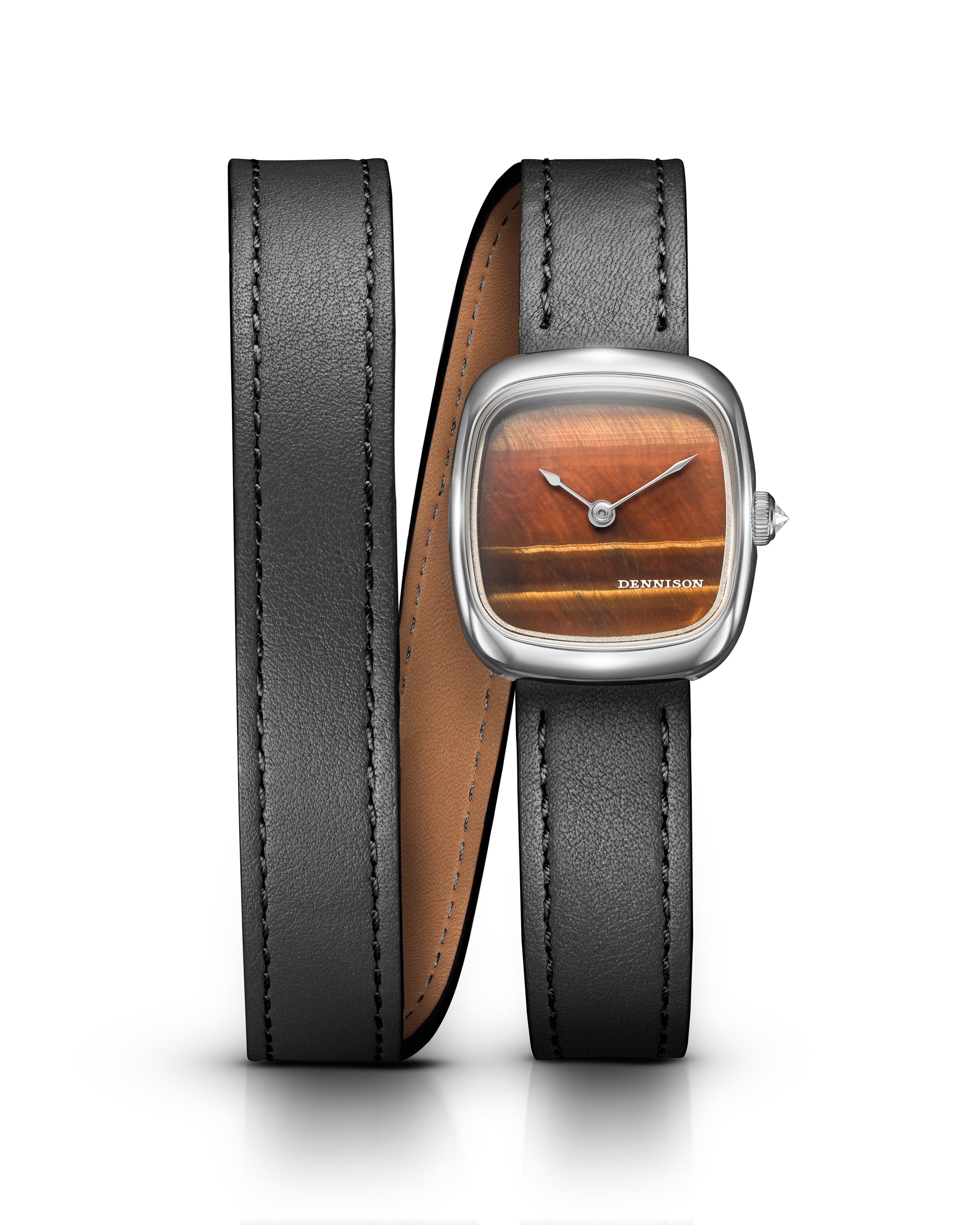 Dennison Mini Tiger Eye In Steel Brown Dial Straps