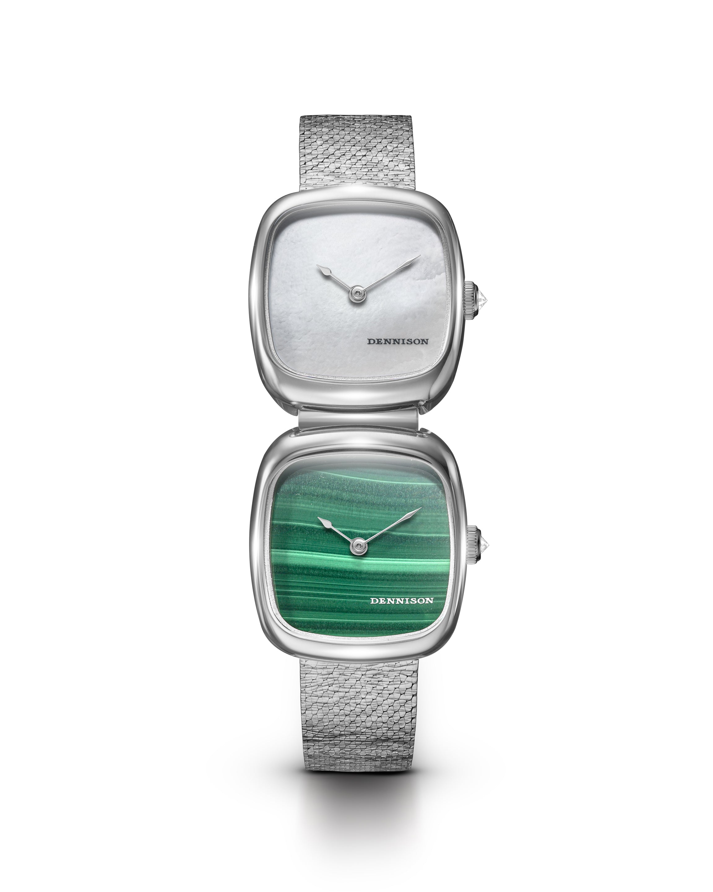 Dennison Dual Time Mini – White MOP & Malachite Green Dial Straps