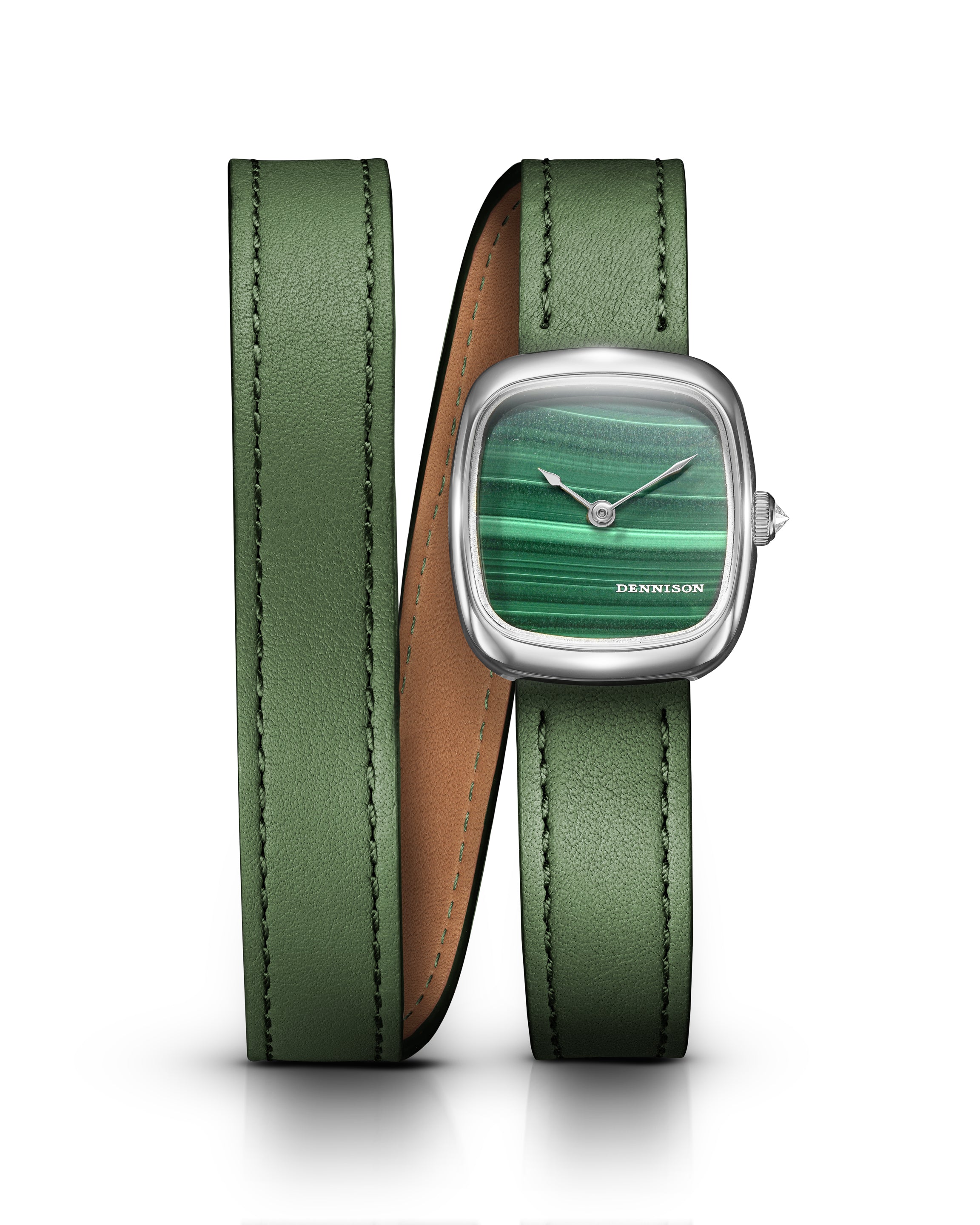 Dennison Mini Malachite In Steel Green Dial Straps