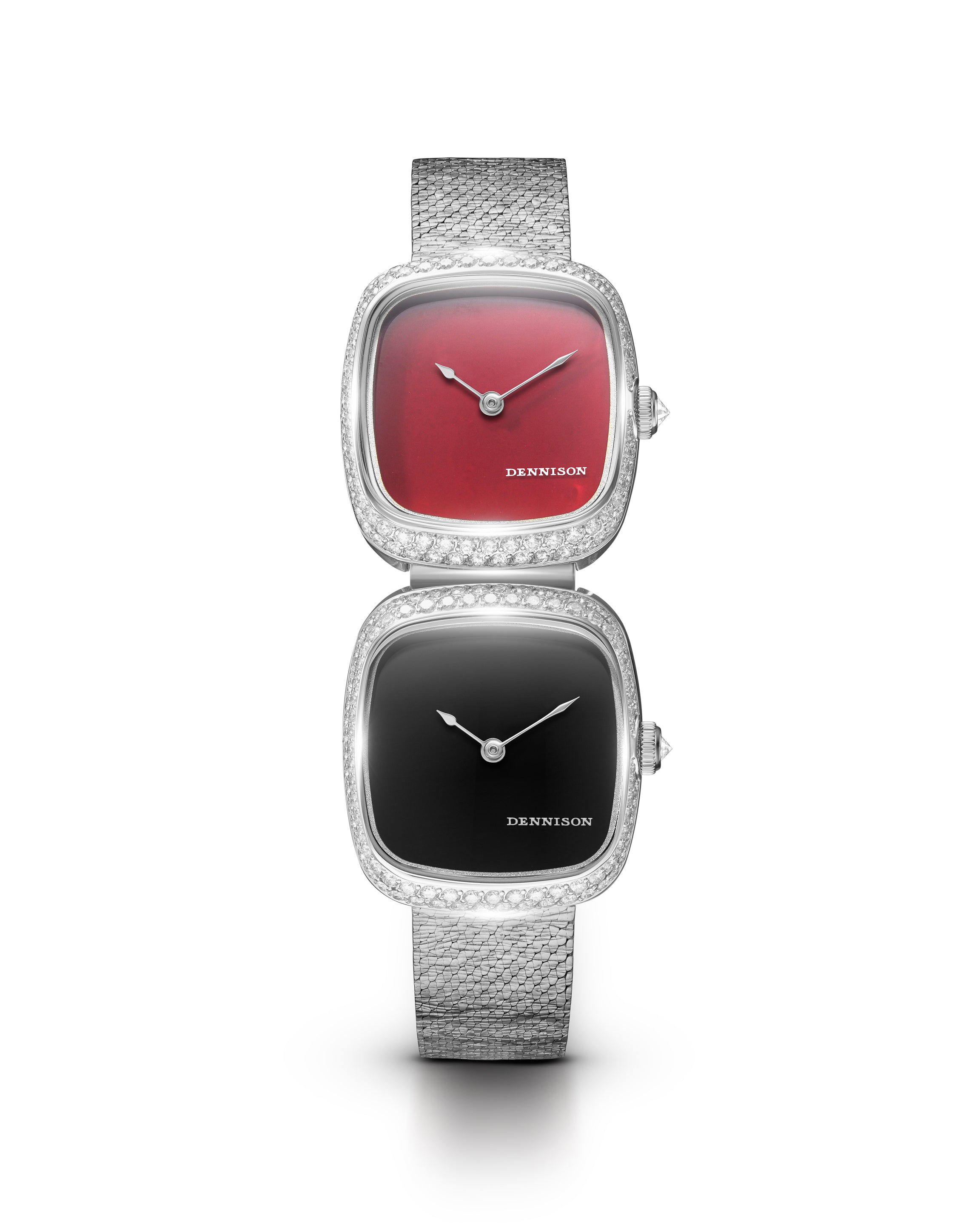 Dennison Dual Time Mini – Red Jasper & Black Onyx — Red Jasper & Black Onyx Diamonds Red Dial Straps
