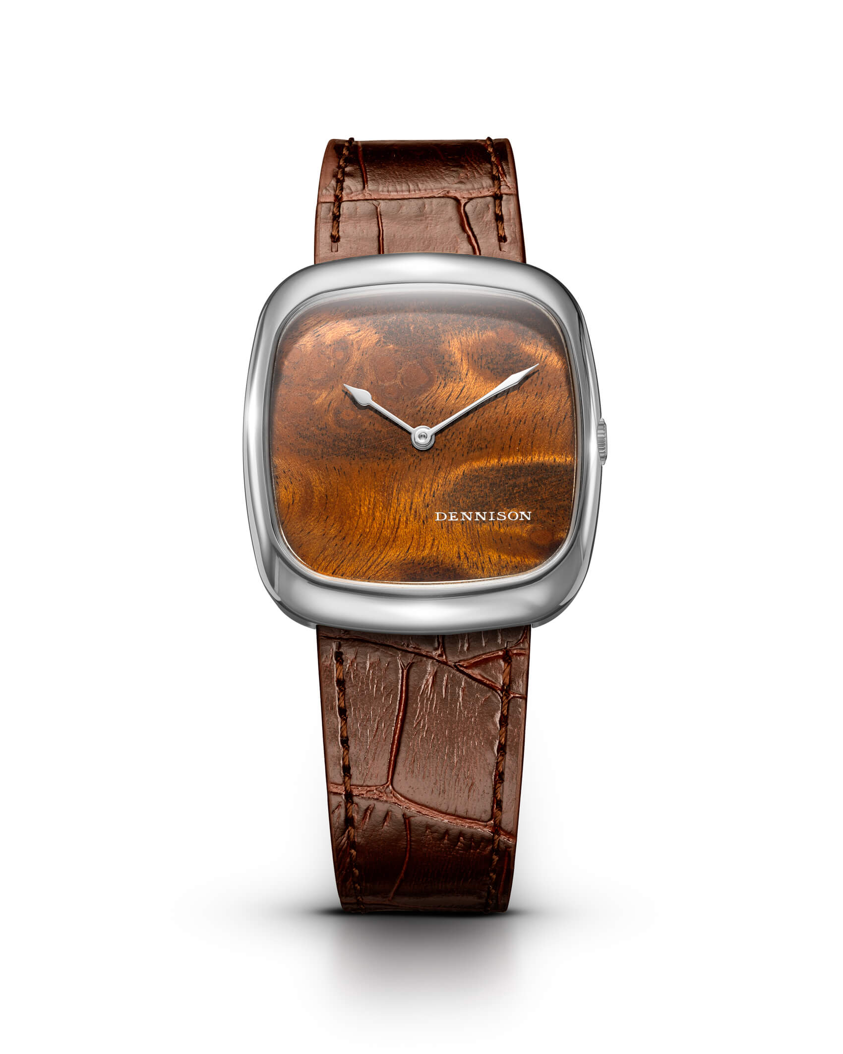 Dennison Natural Wood In Steel Brown Dial Straps