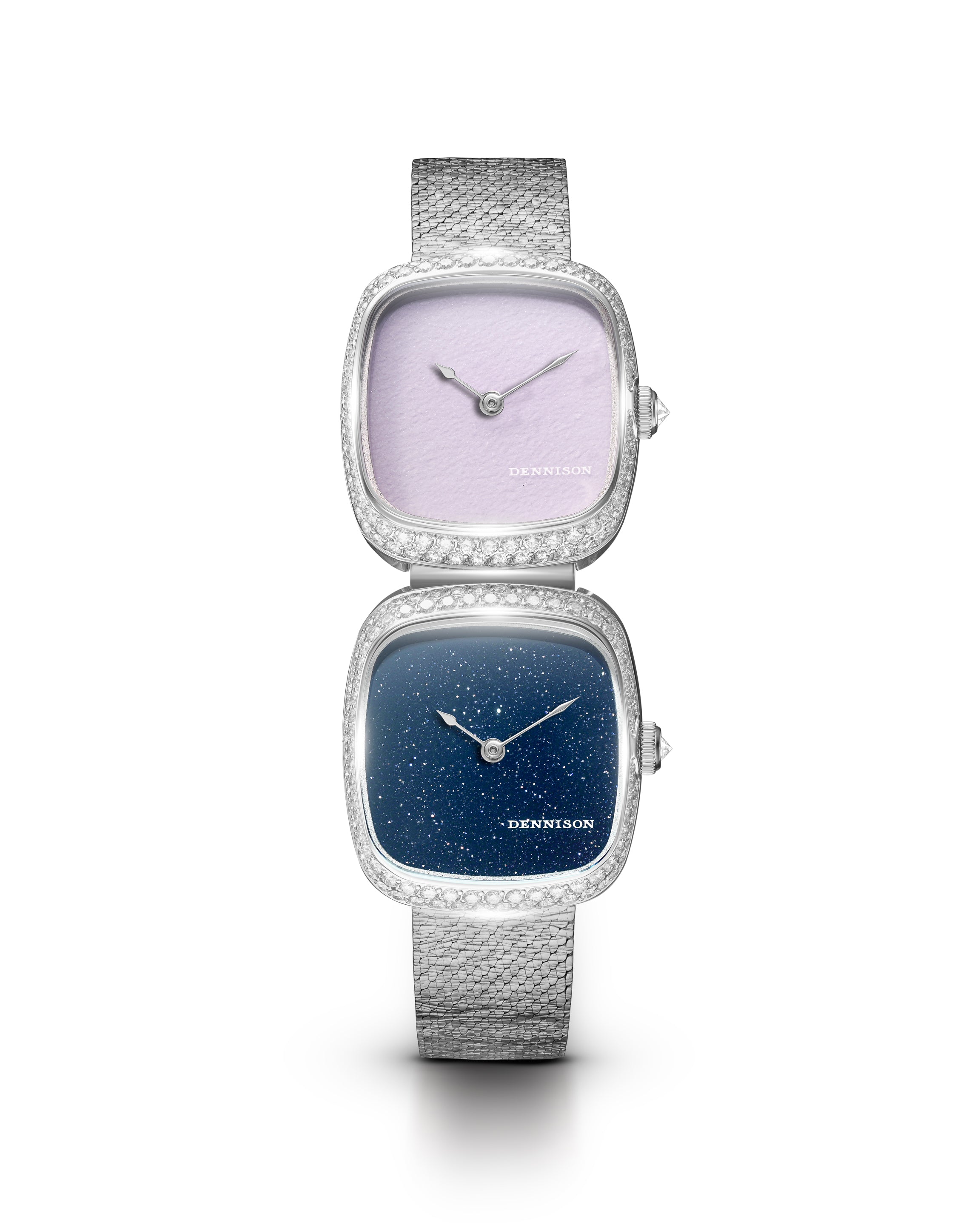 Dennison Dual Time Mini – Pink Malaysian Jade & Aventurine — Diamond Pink/Salmon Dial Straps