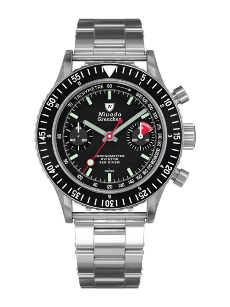 Nivada Grenchen Nivada Grenchen Lollipop Inter.Bezel - Manual Black Dial Straps
