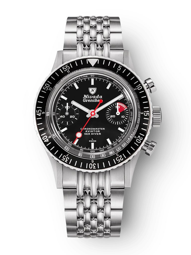 Nivada Grenchen Nivada Grenchen White Lollipop Manual Inter.Bezel Black Dial Straps