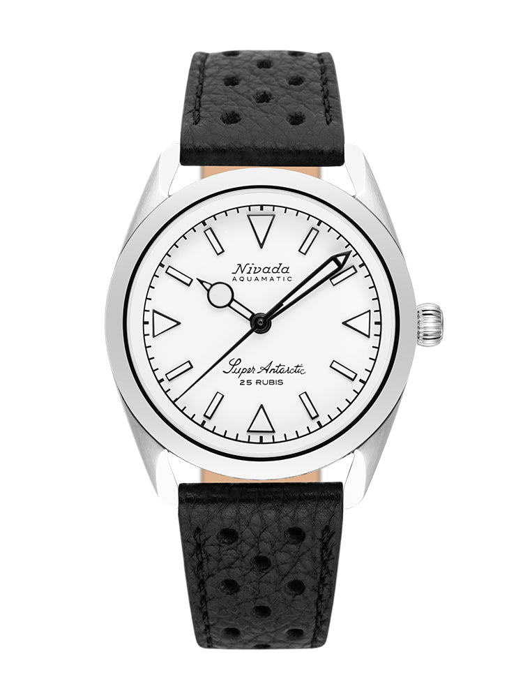 Nivada Grenchen Super Antarctic White / Stainless Steel / Black Racing White Dial Straps