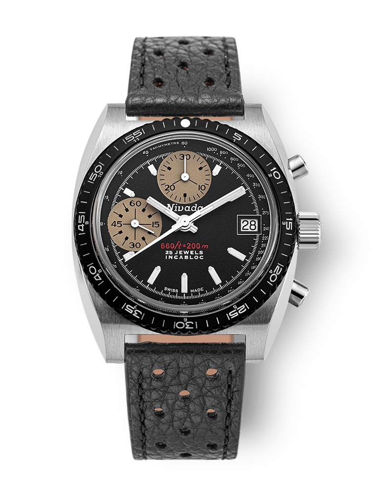 Nivada Grenchen White Automatic Black Dial Straps