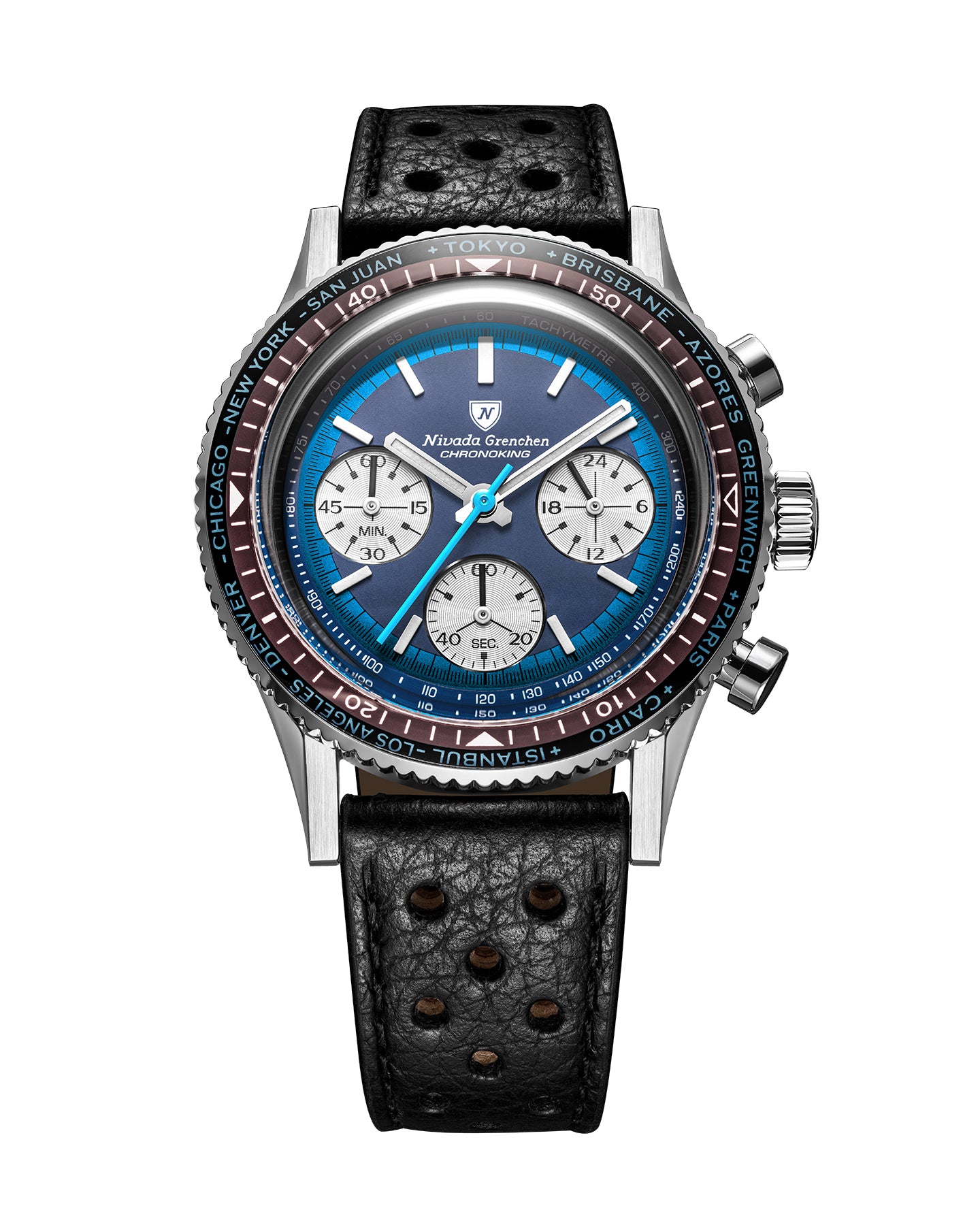 Nivada Grenchen Racing Blue Lagoon Blue/Navy Dial Straps