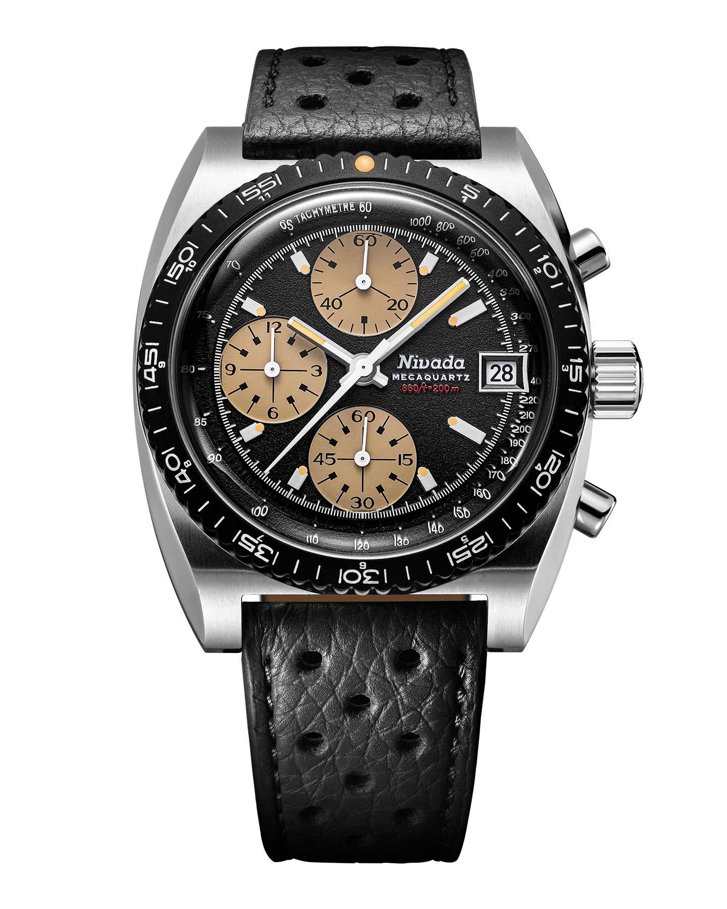 Nivada Grenchen Black Mecaquartz Black Dial Straps