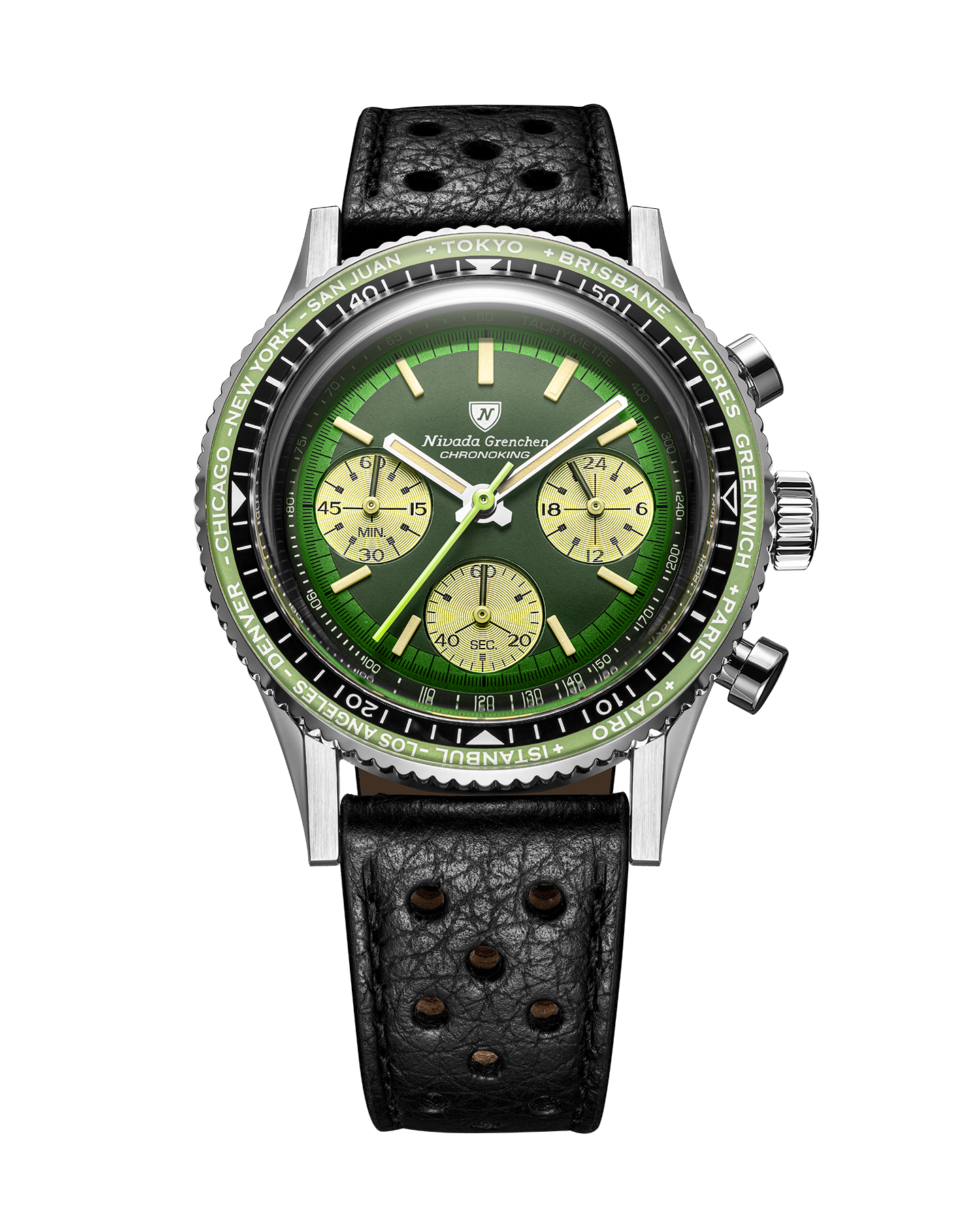 Nivada Grenchen Racing Green Green Dial Straps