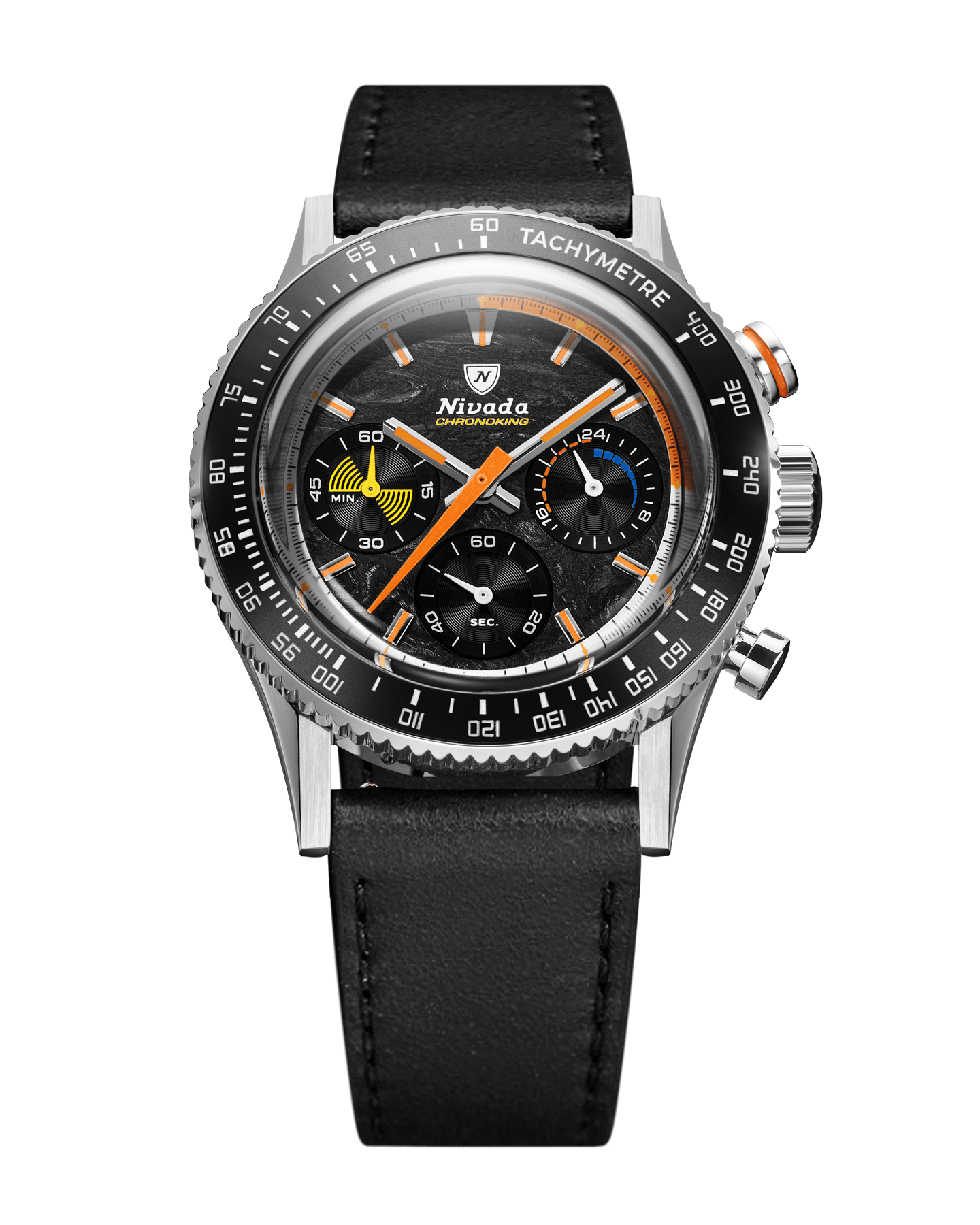 Nivada Grenchen Mecaquartz Racing Carbon Black Dial Straps
