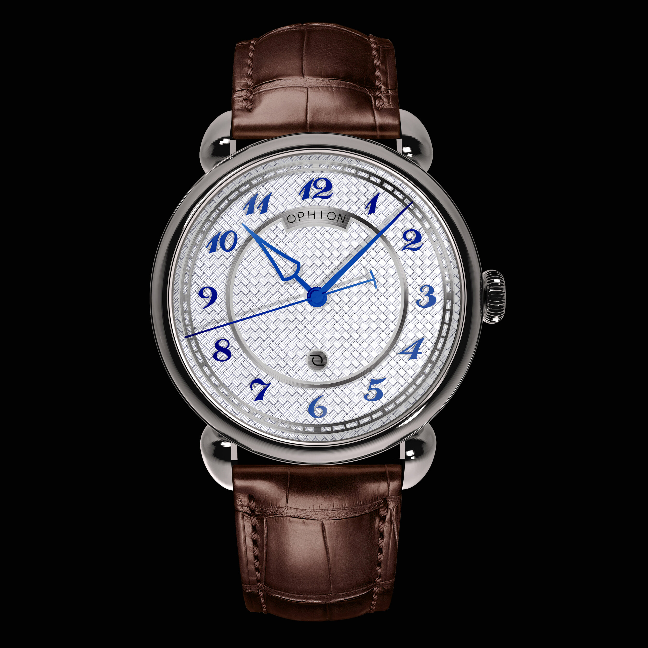 Ophion OPH786 Vélos Silver CNC Guilloche Blue Grey Dial Straps