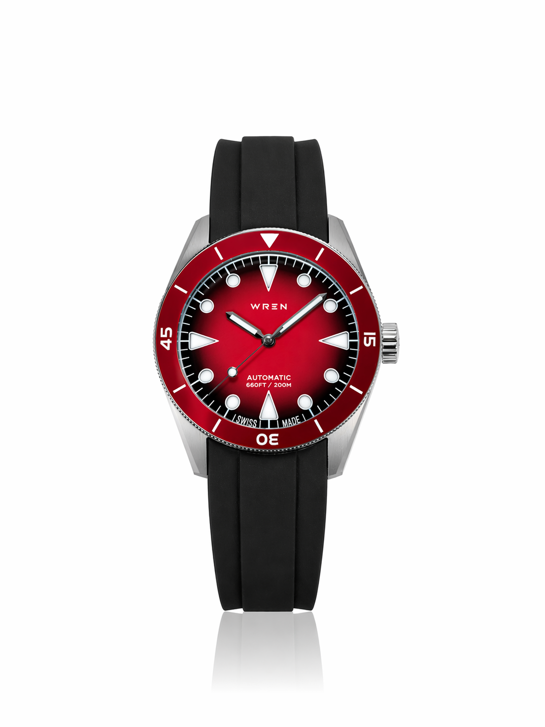 Wren Diver 38 Crimson No Date Red Dial Straps
