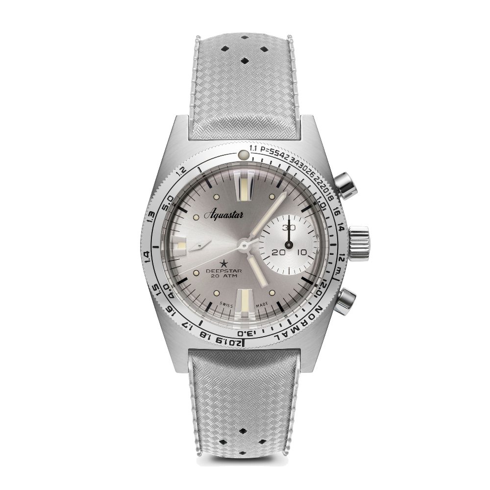 Aquastar Deepstar 39mm Chronograph Silverline Silver Dial Straps