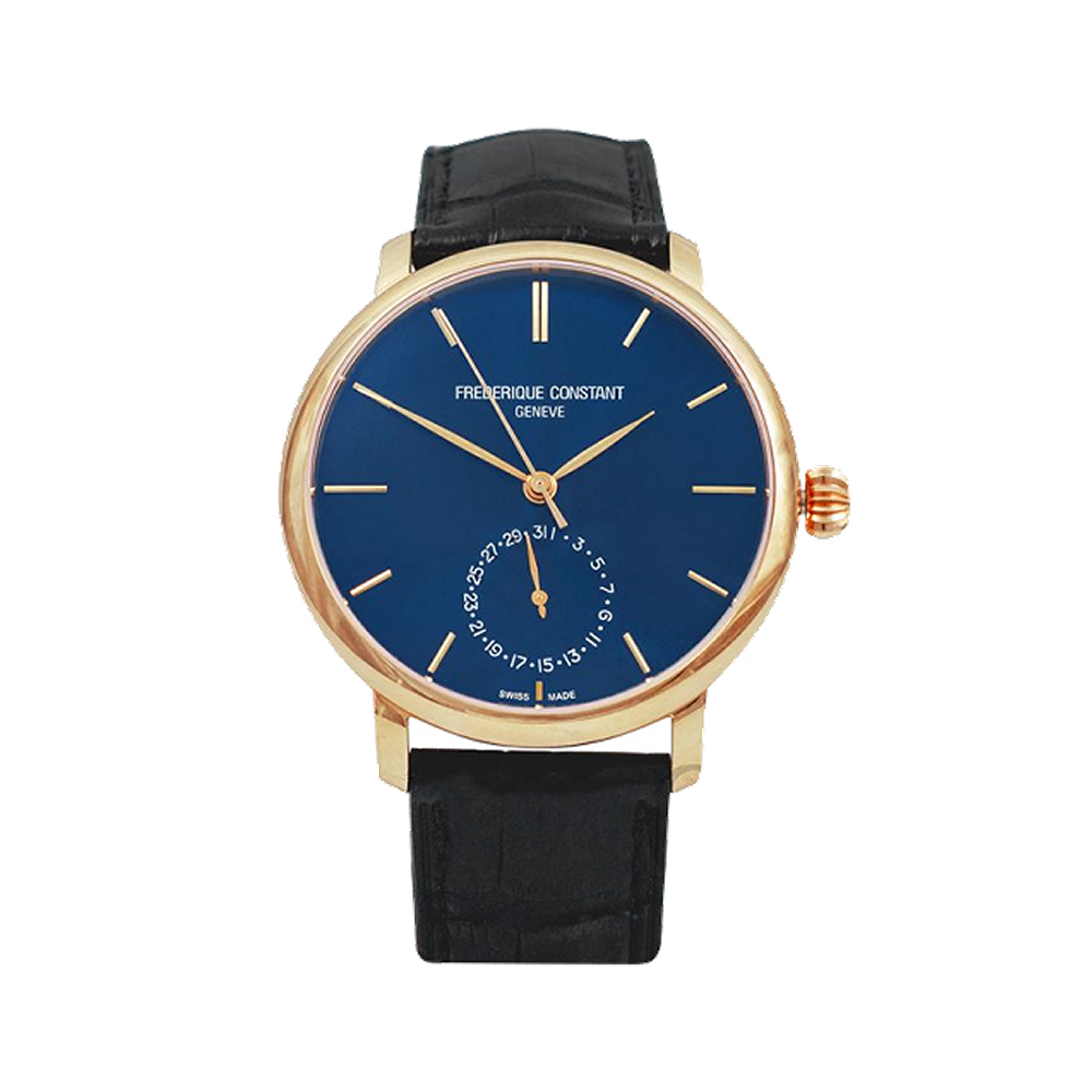 Frederique Constant Slimline Date Blue Rose Gold