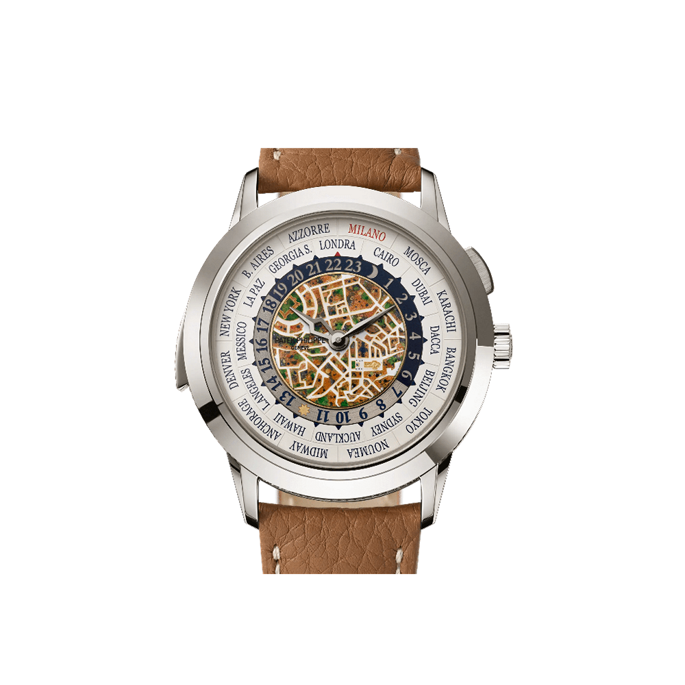 Patek Philippe World Time Minute Repeater Milan by Day White Gold White / Cream / Brown / Green / Blue / Red / Silver Dial Straps