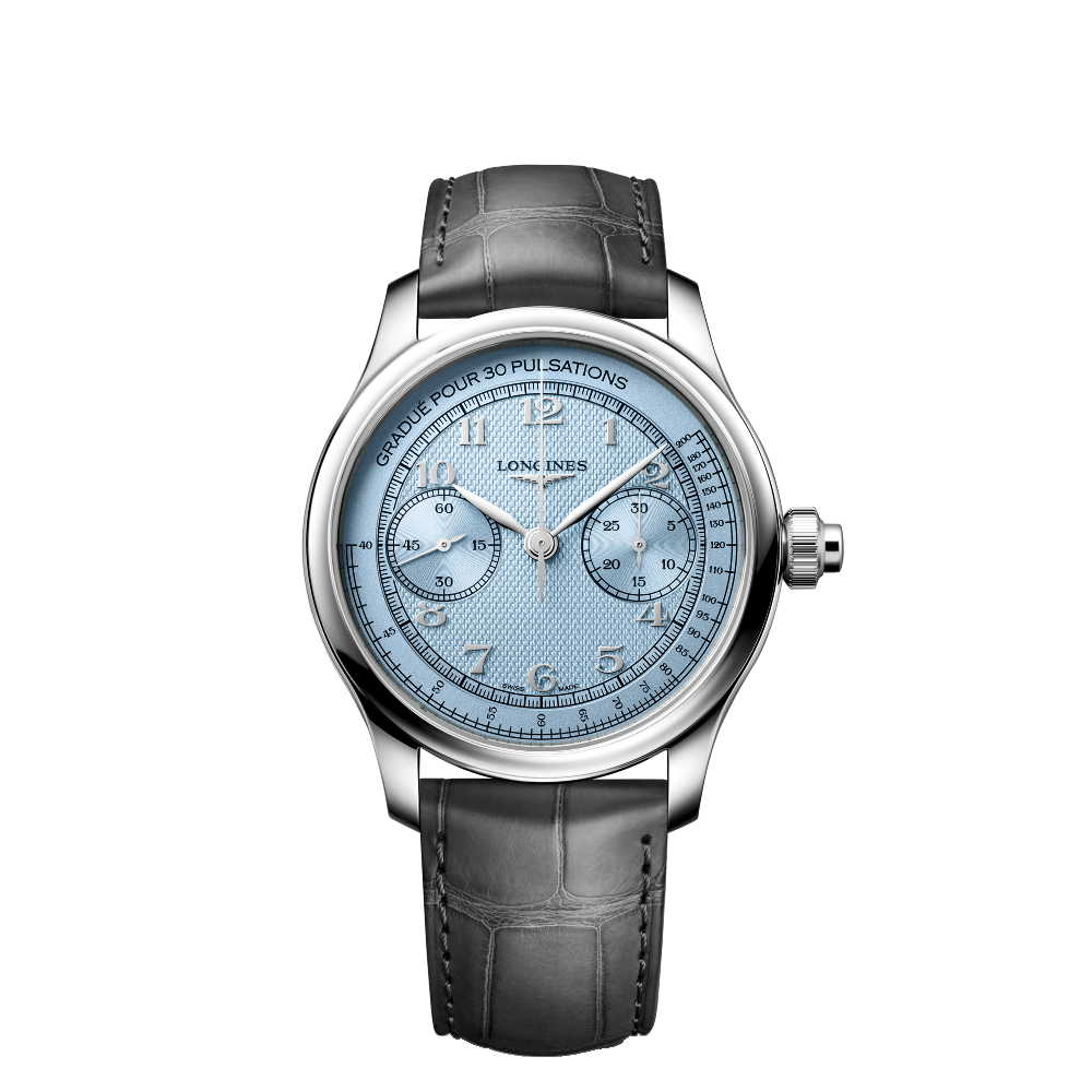 Longines Chrono Monopusher Frosted Blue Blue Dial Straps