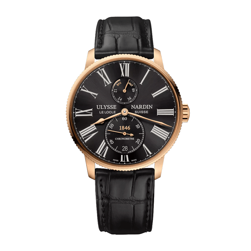 Ulysse Nardin Marine Torpilleur Rose Gold Black Alligator Black / Grey / White / Rose Gold Dial Straps