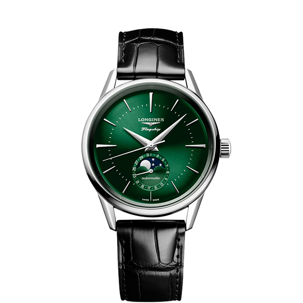 Longines Flagship Heritage Moonphase Green Dial Straps