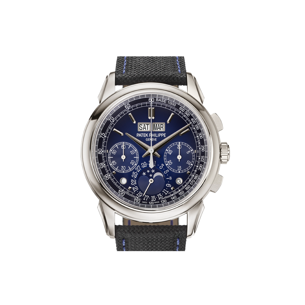 Patek Philippe Perpetual Calendar Chronograph Platinum / Blue Blue Dial Straps