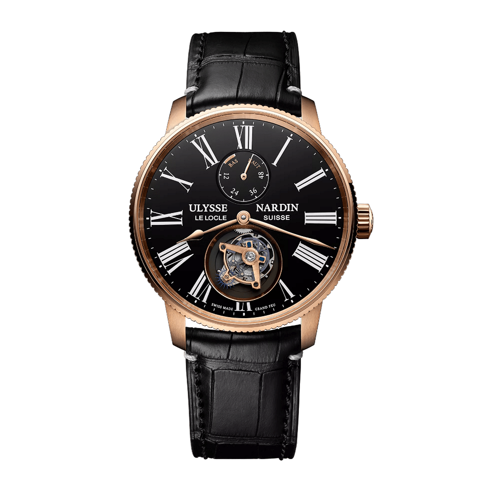 Ulysse Nardin Marine Torpilleur Tourbillon Rose Gold Black Enamel Black / White / Rose Gold / Silver / Blue Dial Straps