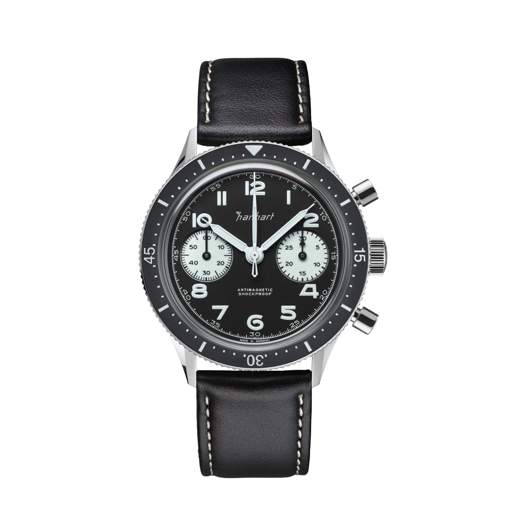 Hanhart 415 ES Reverse Panda 39mm / Leather