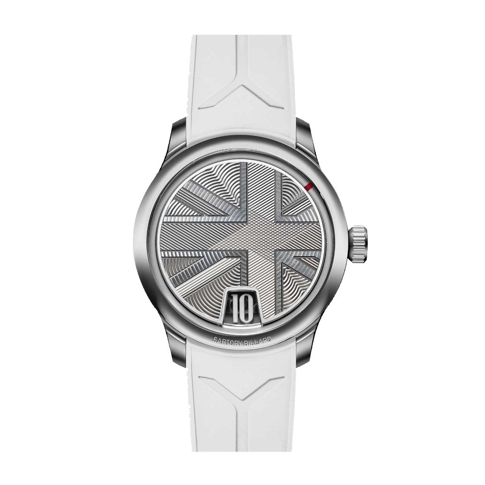 Sartory-Billard SB10 Jumping Hour Union Jack Silver Dial Straps
