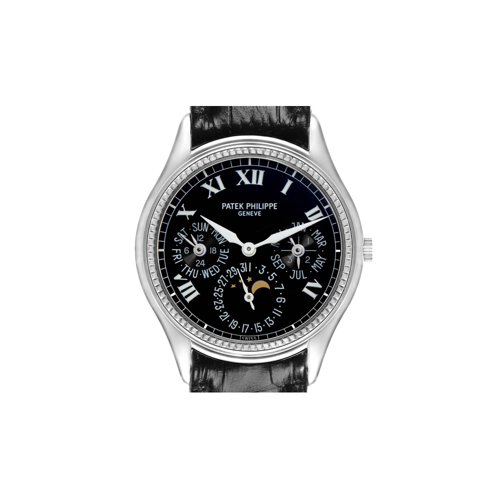 Patek Philippe Perpetual Calendar 5038 White Gold / Black Black Dial Straps