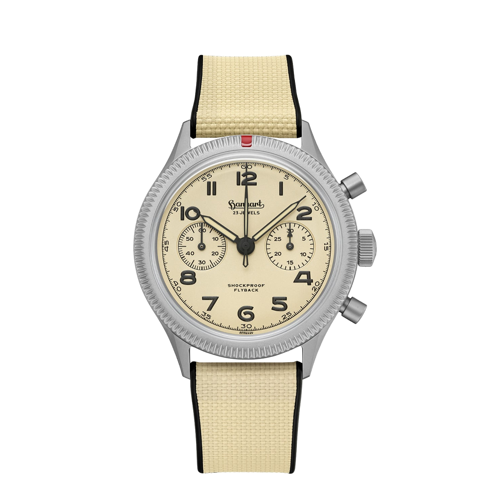 Hanhart 417 TI Desert Pilot 42mm Cream Dial Straps