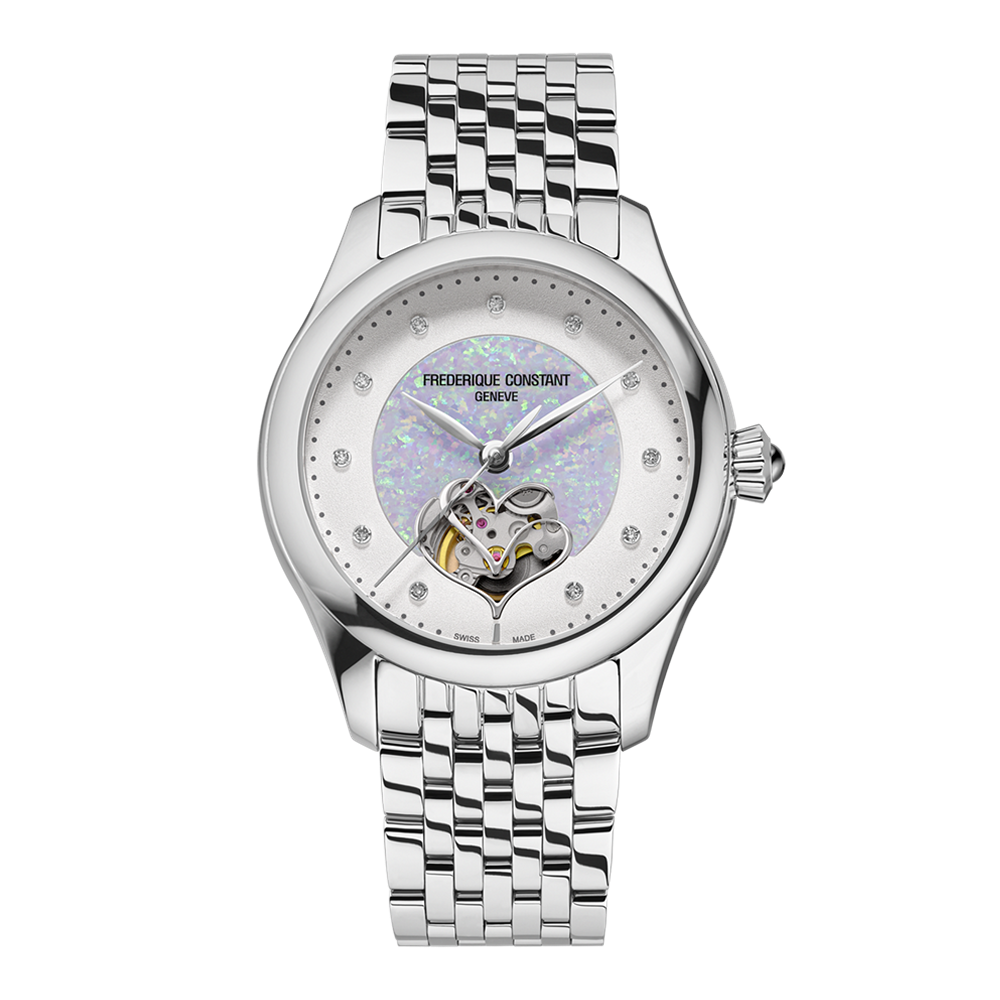 Frederique Constant Ladies Automatic Double Heart Beat Light Blue Opal