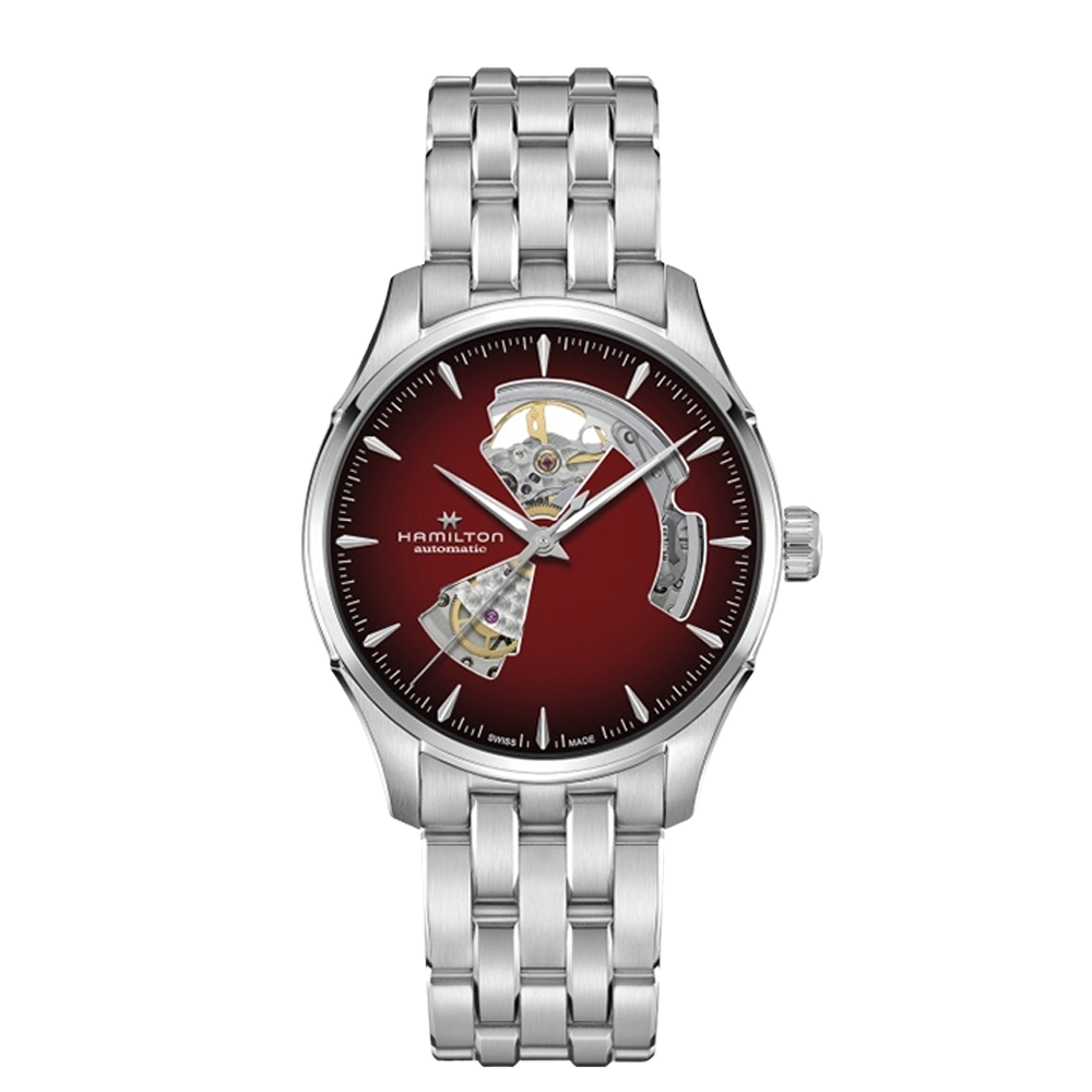 Hamilton Jazzmaster Open Heart 40 Stainless Steel / Burgundy Gradient / Bracelet