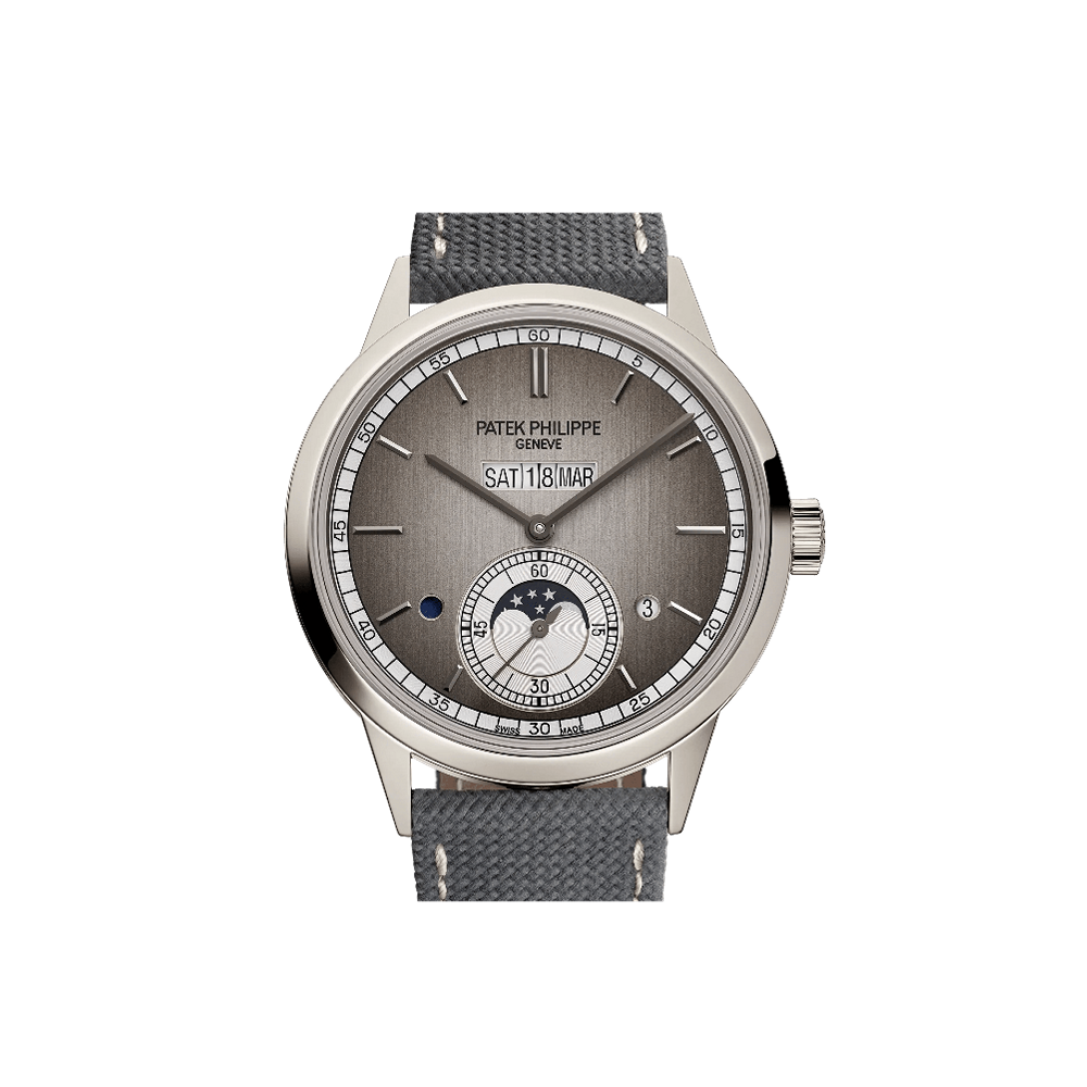 Patek Philippe In-Line Perpetual Calendar Platinum Silver / Grey / Black / Blue Dial Straps
