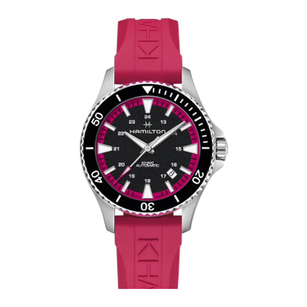 Hamilton Khaki Navy Scuba Auto Stainless Steel / Black - Pink / Rubber