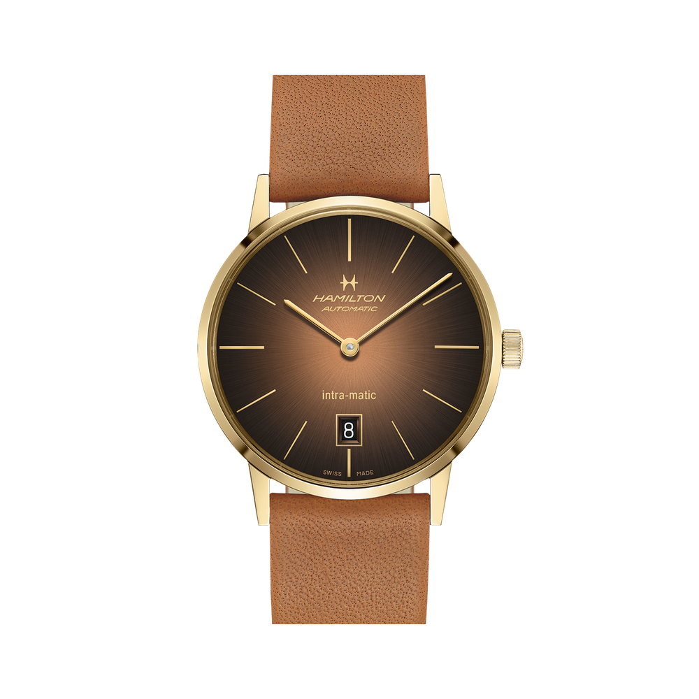 Hamilton Intra-Matic 38 Yellow Gold / Brown