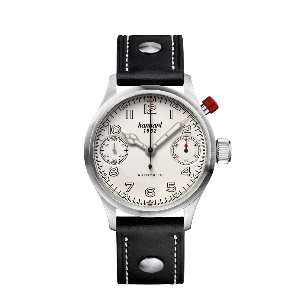 Hanhart PIONEER MonoScope silber, glatte Lünette, 45 mm 732.220-