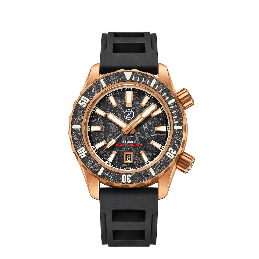 Zelos Zelos Abyss 3 3000m Bronze Meteorite Grey Dial Straps