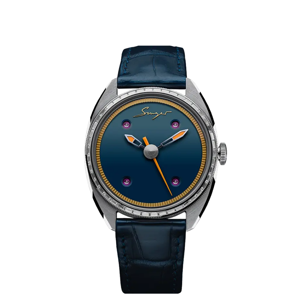 Singer Reimagined Petrol Blue Baguette Diamonds Stainless Steel