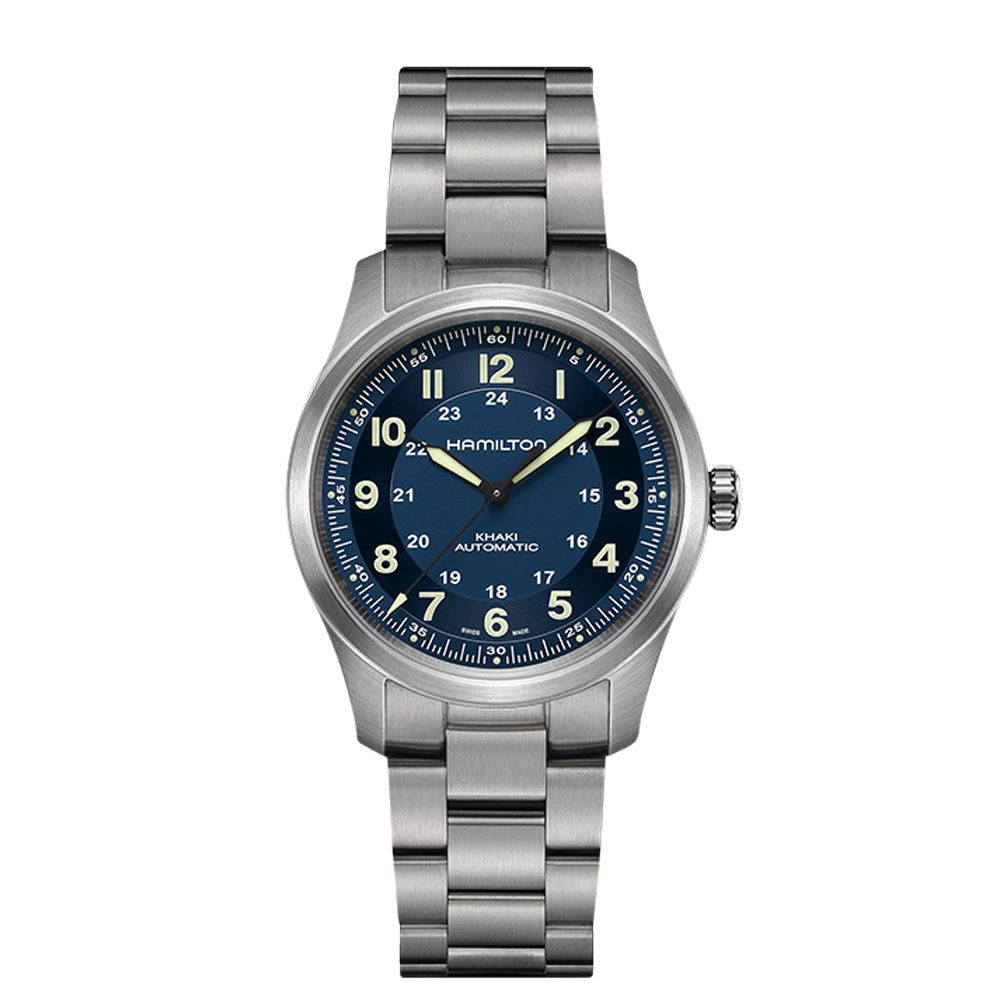 Hamilton Khaki Field Titanium Auto 38 / Blue / Bracelet Blue/Navy Dial Straps