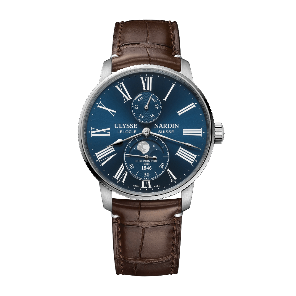 Ulysse Nardin Marine Torpilleur Moonphase Blue Blue / White / Grey / Silver Dial Straps