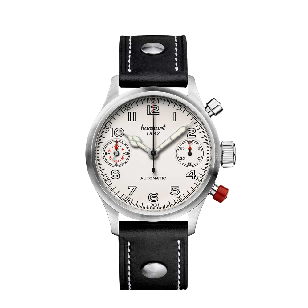 Hanhart TwinDicator Antique White, Smooth Bezel, 45 mm