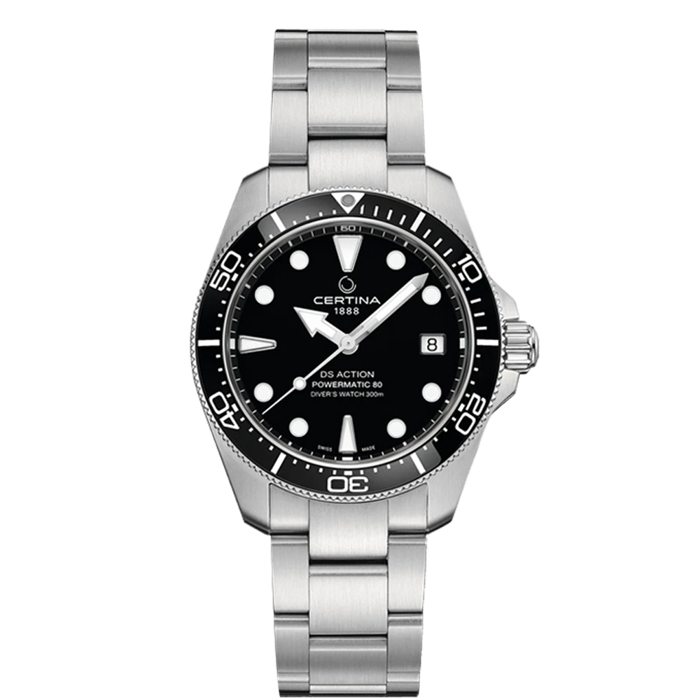 Certina DS Action Diver 38 Powermatic 80 Stainless Steel / Black Black Dial Straps