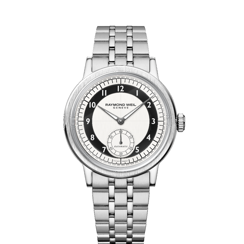 Raymond Weil Millesime Automatic Small Seconds Tuxedo Black and White Bracelet Black/White Dial Straps