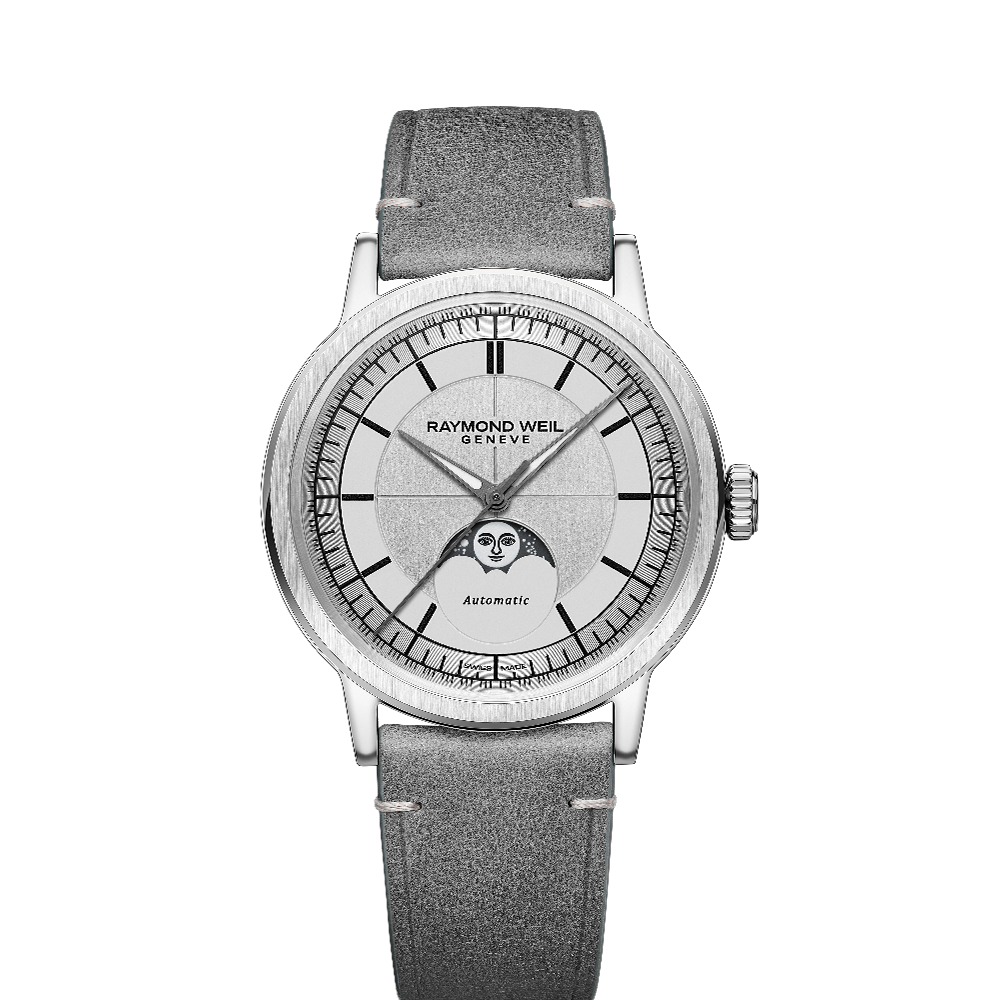 Raymond Weil Millesime Automatic Moon Phase Silver Silver Dial Straps